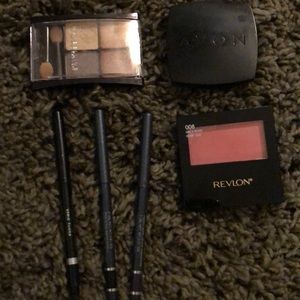 Blush, eyeshadow & eyeliner.